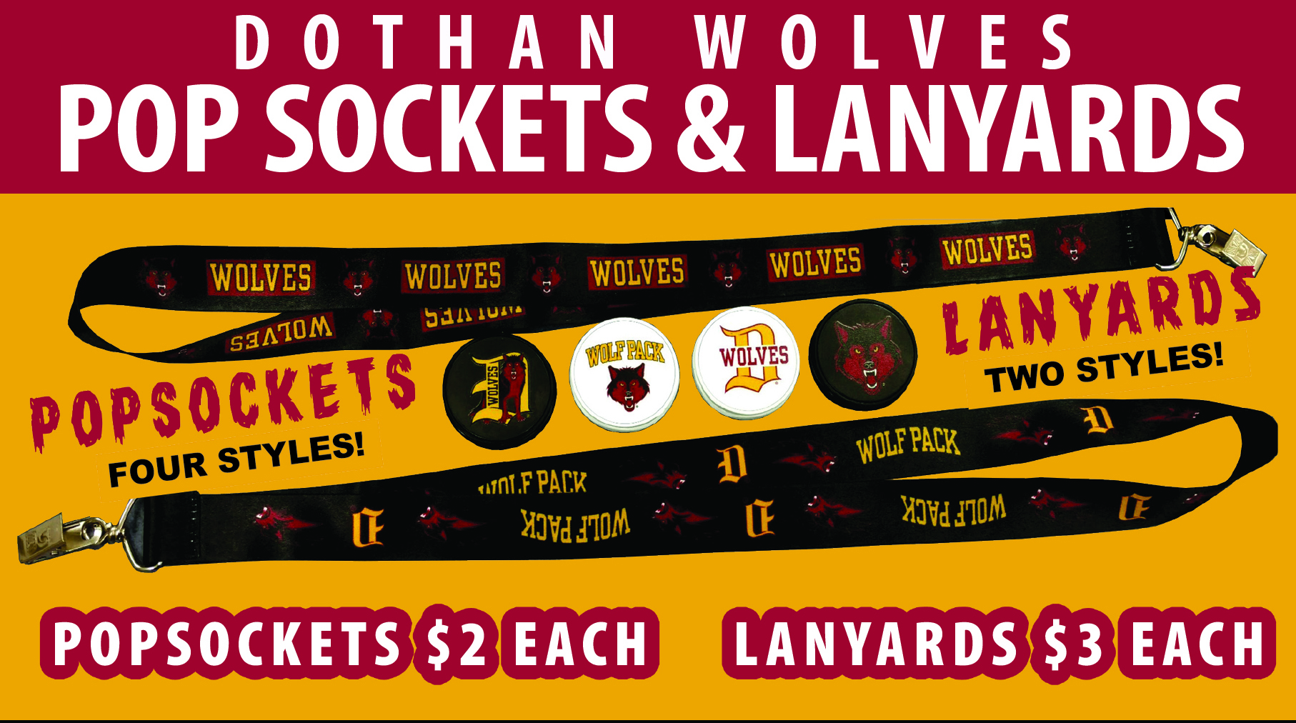 Dothan Wolves Popsockets and Lanyards